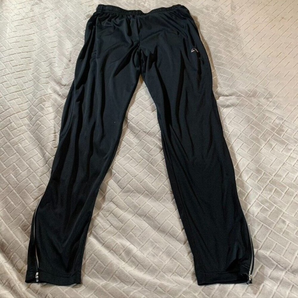Champion Womens Medium Gym Track Pants Black Pull On Mid Rise Zip Ankle Pockets
